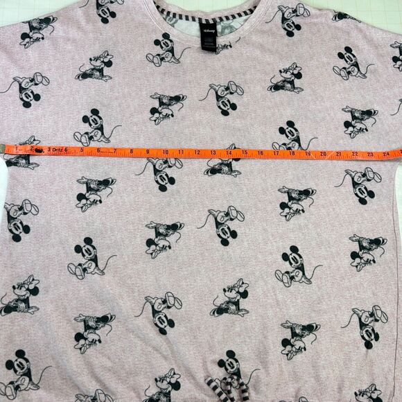 Disney Top Sze XL Pink Cozy Pajama Lounge Mickey Mouse Adjustable Hem Sweatshirt - Picture 9 of 9
